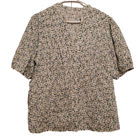 Kim Rogers White Floral Button Down Top Women's Size Large - Picture 1 of 9